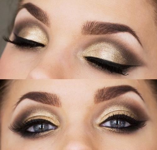 Classic Gold Smokey Eyes and Red Lips Combination