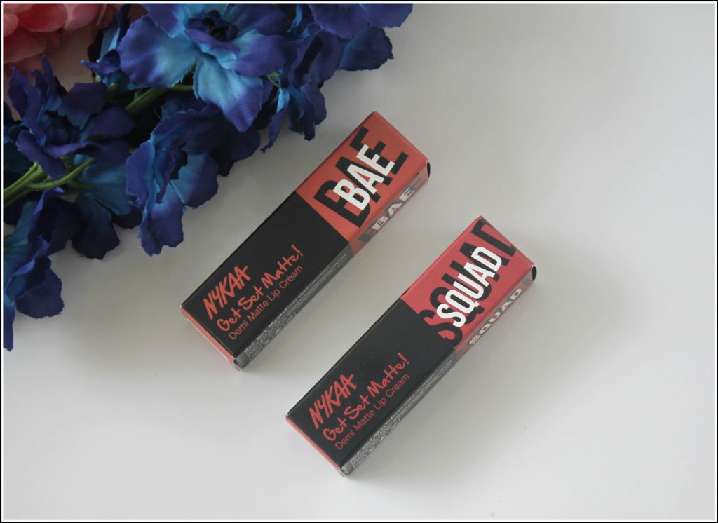 Nykaa Get Set Matte! Demi Matte Lip Cream in Shade BAE and Squad: Review and Swatches