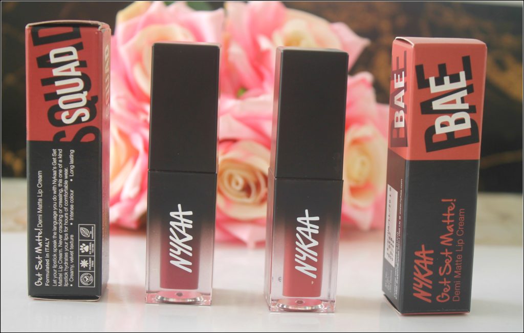 Nykaa Get Set Matte! Demi Matte Lip Cream in Shade BAE and Squad: Review and Swatches